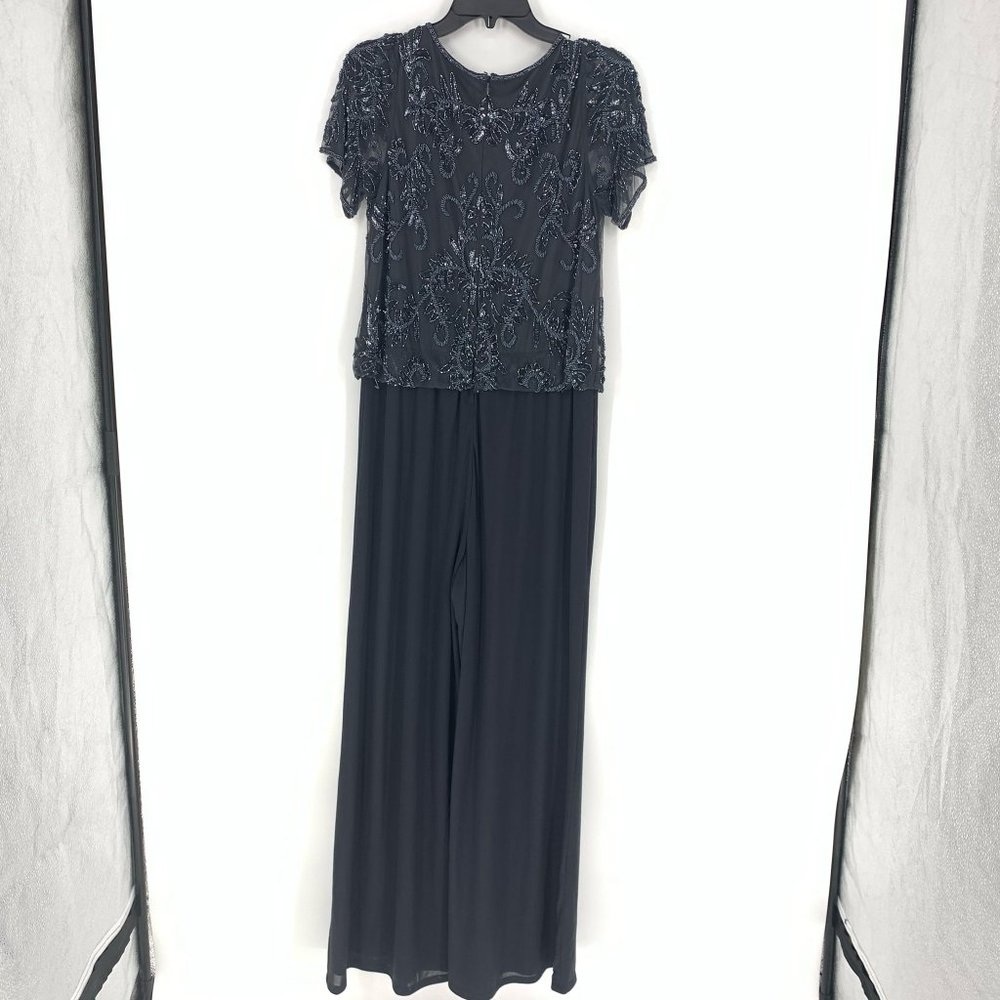 PIsarro Nights Sequin Navy Blue Palazzo Pants Dress Size 10